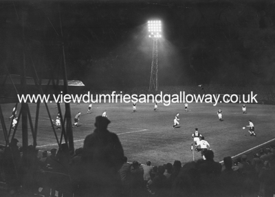 Early floodlighting at Palmerston Park, Dumfries