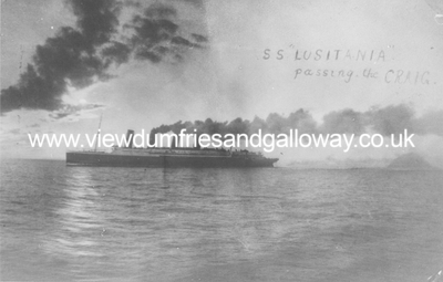 Galloway shipping-SS Lusitania passes Ailsa Craig