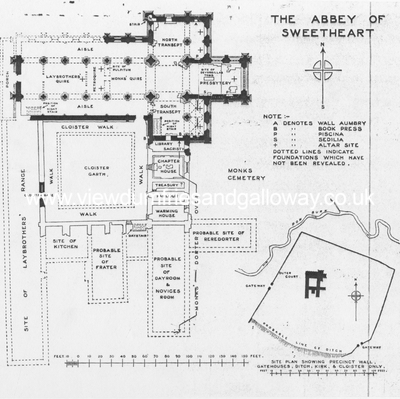 Site plan of Sweetheart Abbey, New Abbey