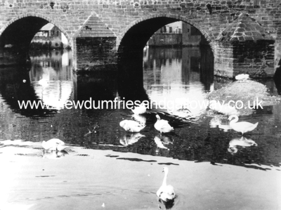 The Old (Devorgilla) Bridge with swans, Dumfries